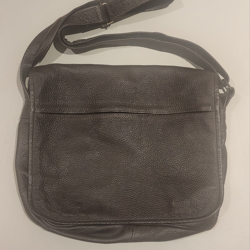 Barney's New York Leather Messenger Bag